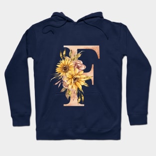 Watercolor sunflower bouquet monogram letter F Hoodie